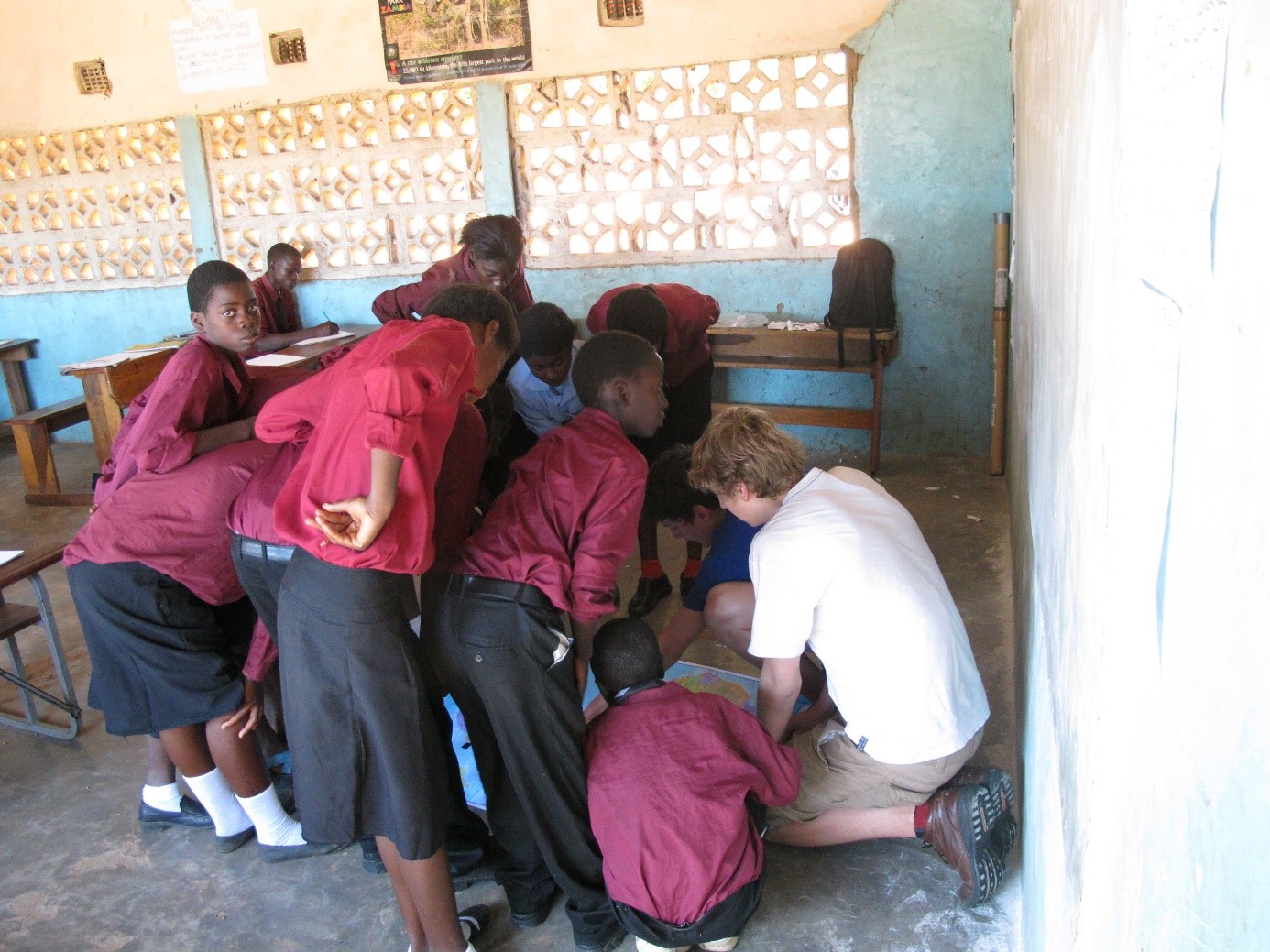Students preparing lessons and having fun with Zambian students